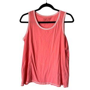 Carole Hochman Womens Coral Pink Tank Top Medium 100% Cotton Sleeveless Comforta